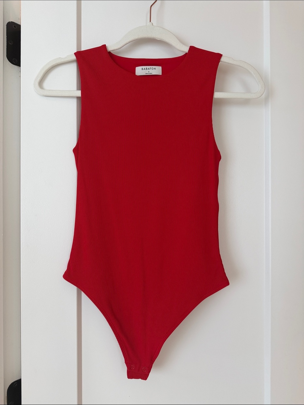 Babaton Red Ribbed Bodysuit